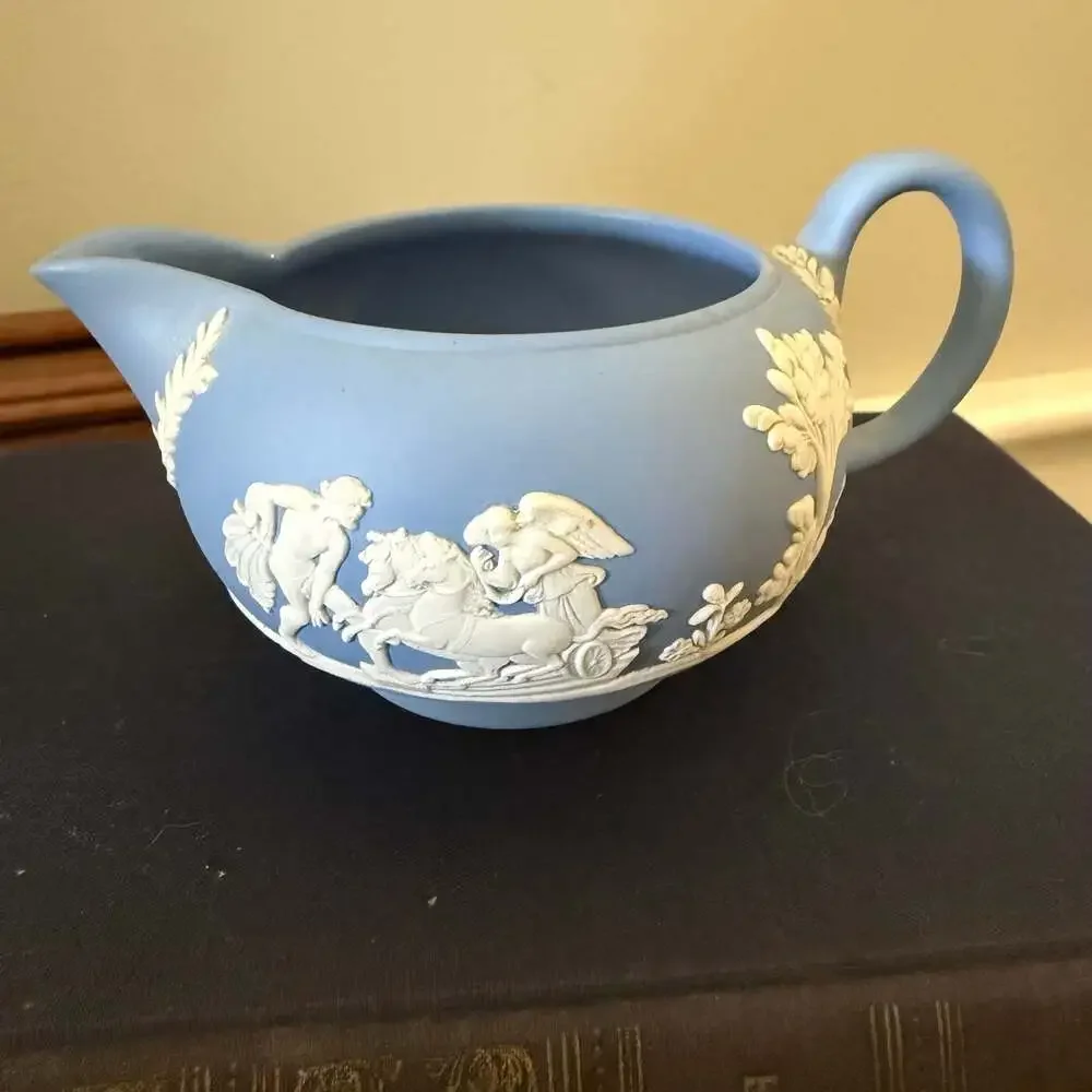 Wedgwood Jasperware Light Blue Neoclassical Creamer with White Relief